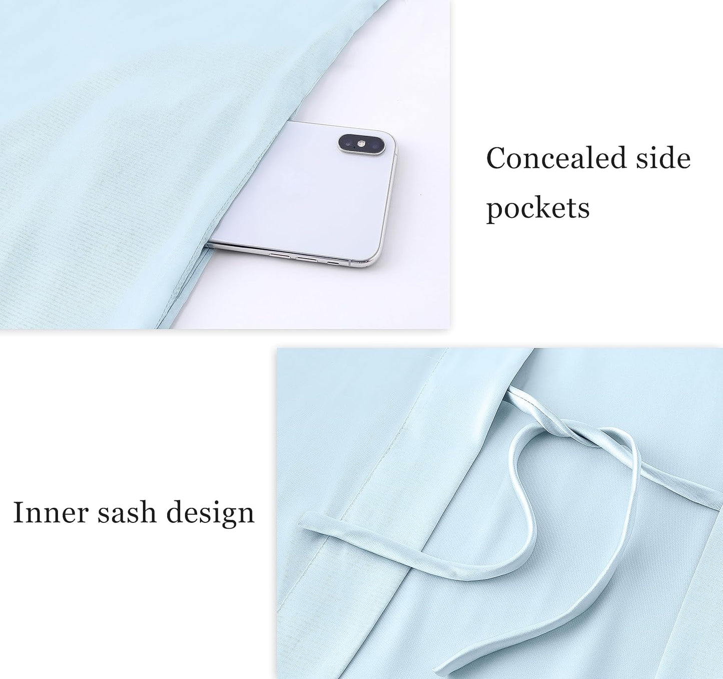 PRODESIGN Satin Kimono Robe Long Silky Bathrobe with Ostrich Feather Trim Sleepwear Wedding Bridesmaid Dressing Gown