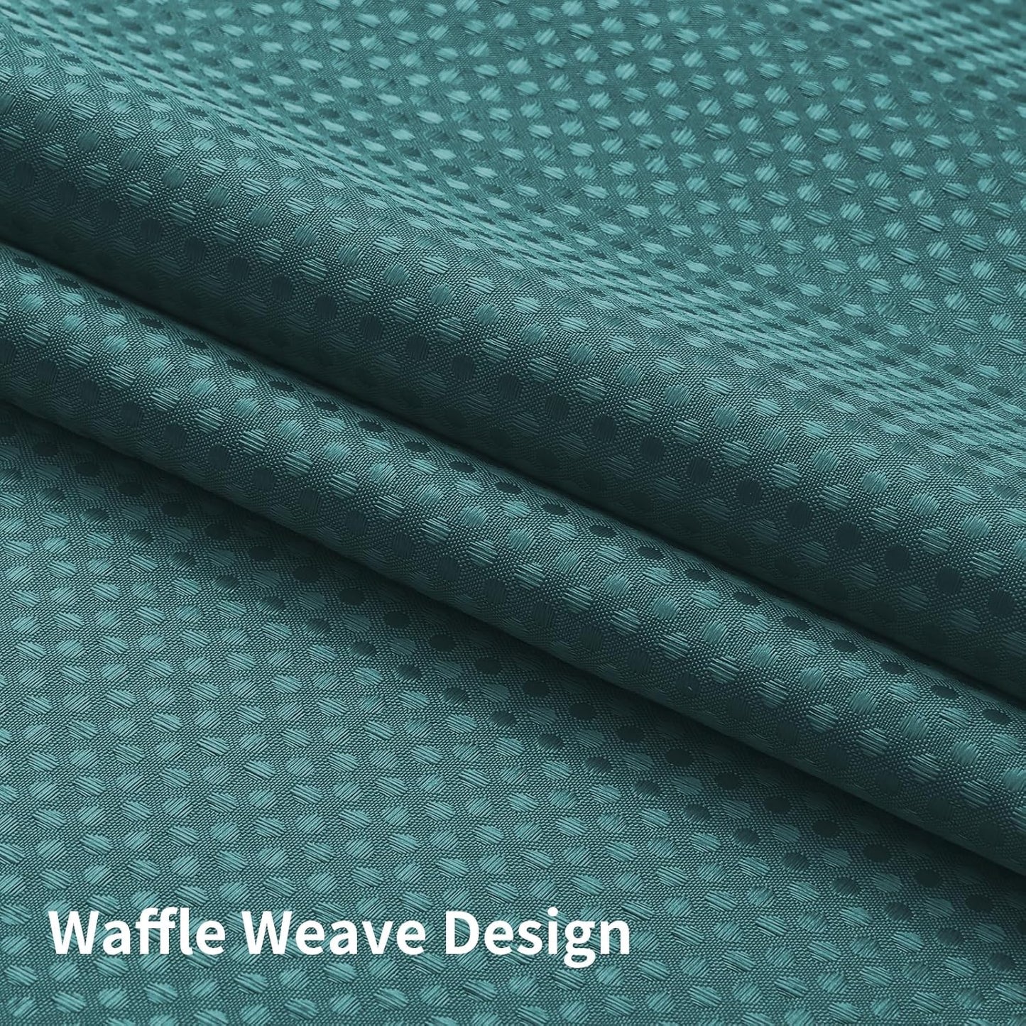 No Hook Shower Curtain with Snap in Fabric Liner, Waffle Weave Heavy Duty Thick Shower Curtains with Mesh Top Window, Hotel Style Waterproof Bathroom Curtain Set, 72 x 75 Inch, Seaweed Green