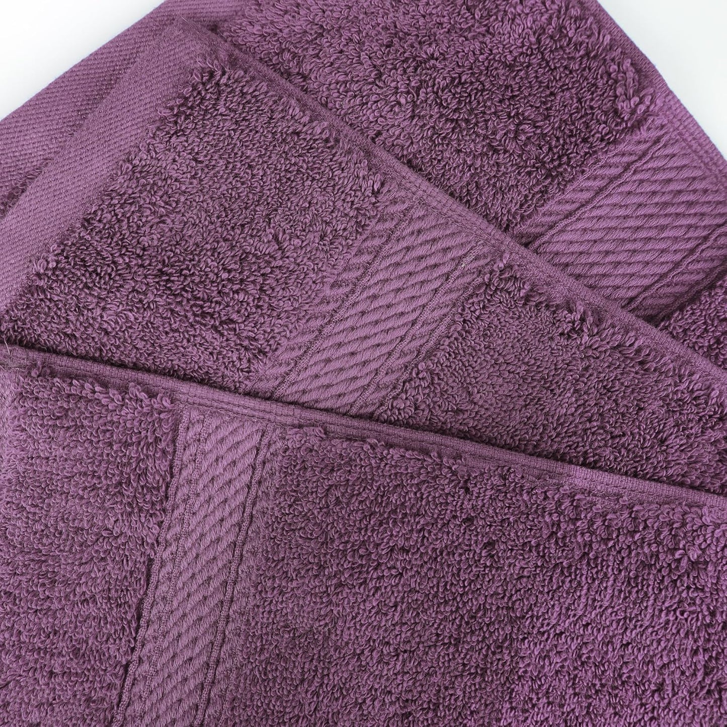 SUPERIOR Egyptian Cotton Pile Bath Towel Set of 4, Ultra Soft Luxury Towels, Thick Plush Essentials, Absorbent Heavyweight, Guest Bath, Hotel, Spa, Home Bathroom, Shower Basics, Plum
