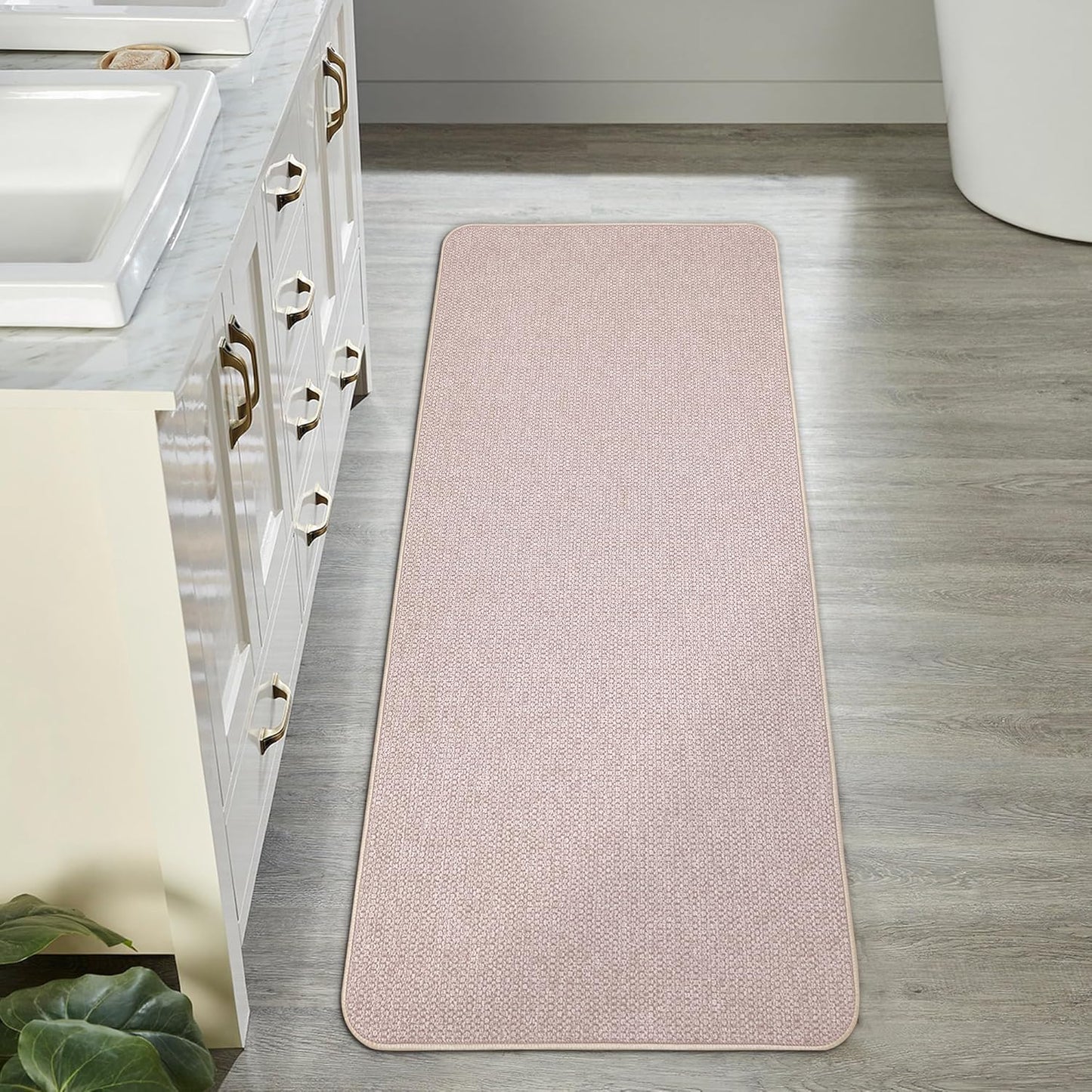 Bath Mat,Ultra Thin Bathroom Runner Rugs,Large Bath Mats for Bathroom,Quick Dry,Non-Slip,Machine Washable,Low Pile,Bath Rug,Shower Outside,Sink,Home Decor Accessories.Beige,2'x5'(24x60inch)