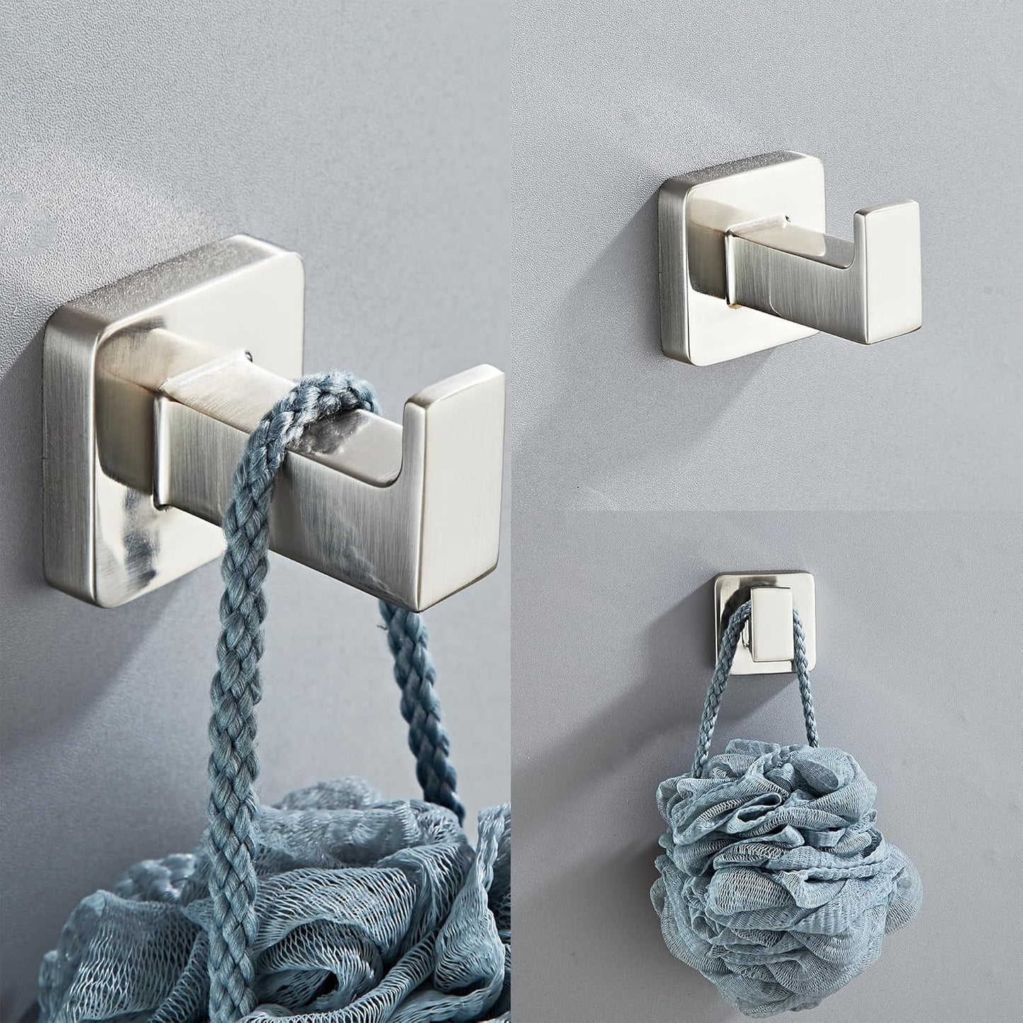 Brushed Nickel Bathroom Hardware Set 4 Pieces,Bathroom Accessories Set Stainless Steel Wall Mounted, Hand Towel Bar, Towel Ring, Robe Towel Hooks,Toilet Paper Holder,Towel Bar Set, 23.6 Inch