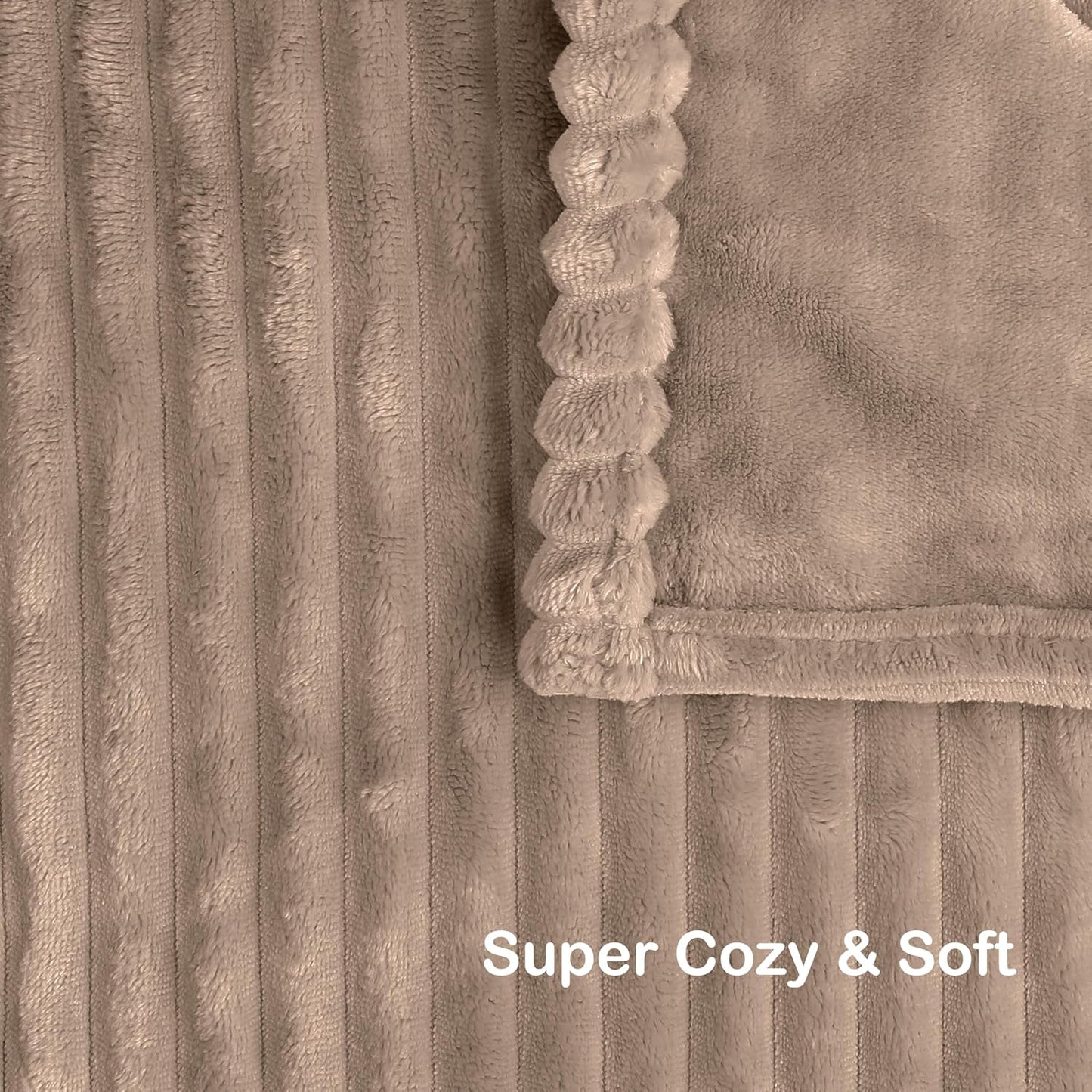 Electric Heated Blanket Queen Size 84"x 90", Dual Control, Soft Comfortable Warming Striped with 10 Heating Levels & 1-12 Hours Auto Off, Machine Washable, Camel