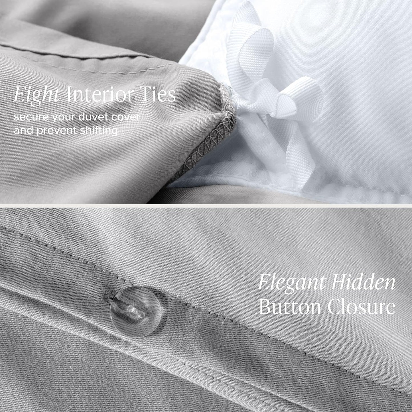 Bare Home 100% Organic Cotton Jersey Duvet Cover Set - Twin/Twin XL Size - Ultra Soft - 100% Cotton - 2pcs - Corner Ties - Button Closure - Bed Duvet Cover & Pillow Shams (Light Grey)
