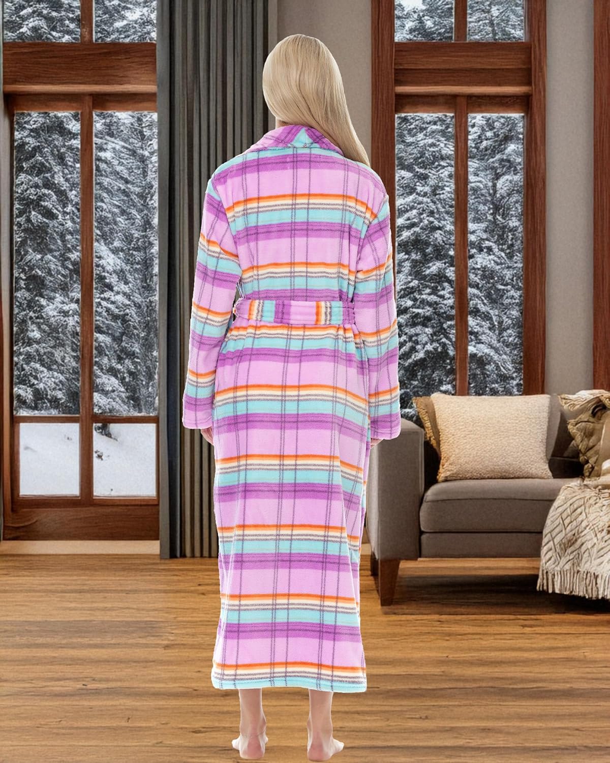 Alexander Del Rossa Plush Robe for Women, Long Fleece Winter Bath Robe, Plus Size