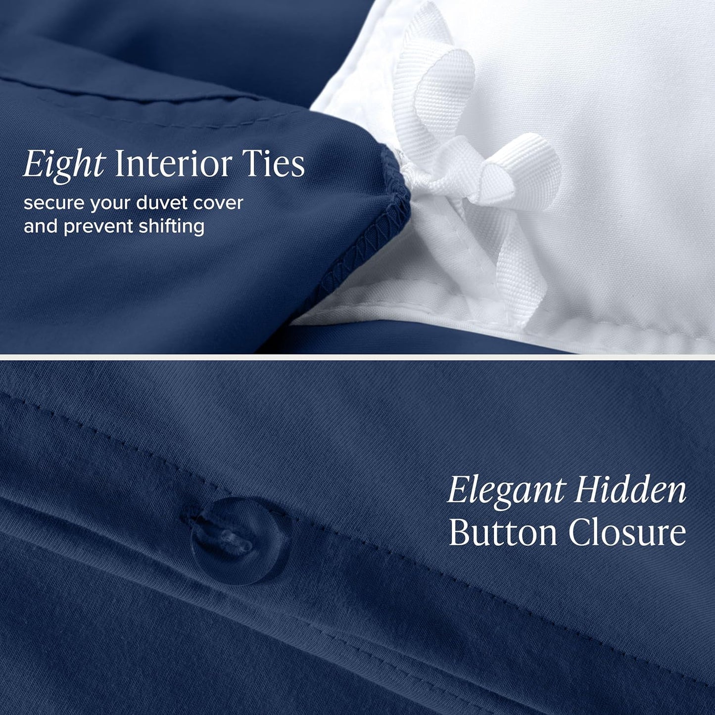Bare Home 100% Organic Cotton Jersey Duvet Cover Set - King/Cal King Size - Ultra Soft - 100% Cotton - 3pcs - Corner Ties - Button Closure - Bed Duvet Cover & Pillow Shams (King/Cal King, Dark Blue)