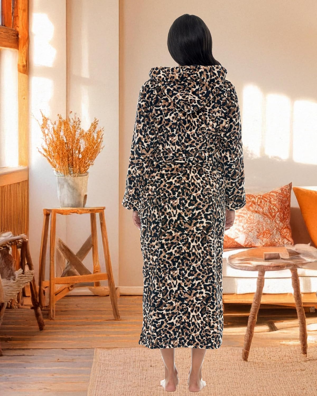 Alexander Del Rossa Womens Robe, Long Plush Bathrobe with Hood, Hooded Robes for Women Plus Size Bath Robe