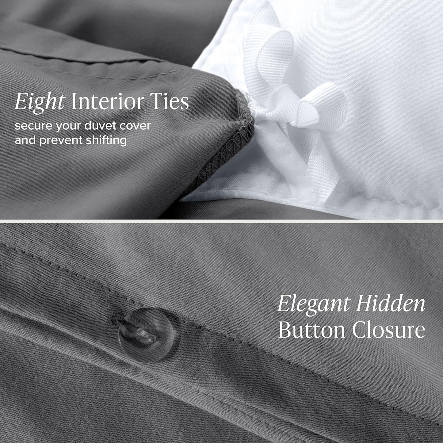 Bare Home 100% Organic Cotton Jersey Duvet Cover Set - Extra Long Size - Ultra Soft - 100% Cotton - 2pcs - Corner Ties - Button Closure - Bedding Duvet Cover & Pillow Shams (Twin/Twin XL, Grey)