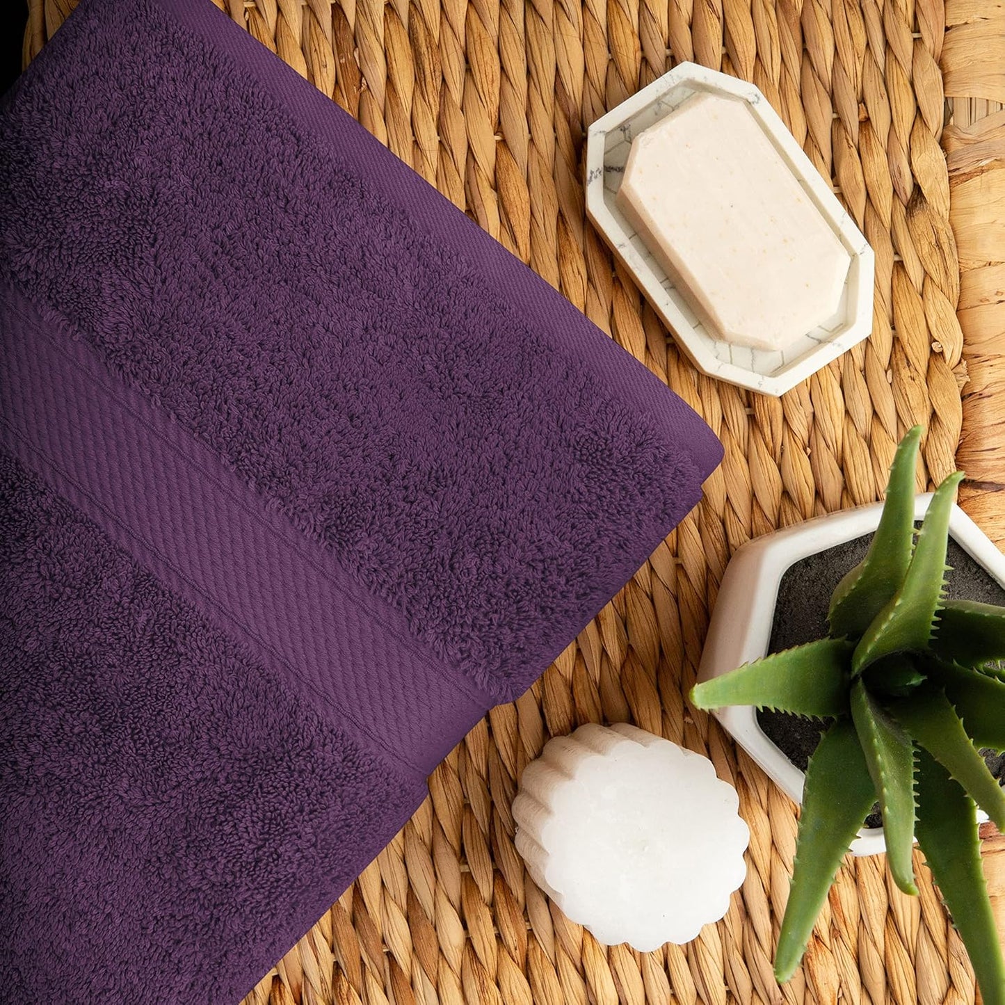 Superior Egyptian Cotton Pile 10 Piece Towel Set, Includes 2 Bath, 4 Hand, 4 Face Towels/Washcloths, Ultra Soft Luxury Towels, Thick Plush Essentials, Guest Bath, Spa, Hotel Bathroom, Plum