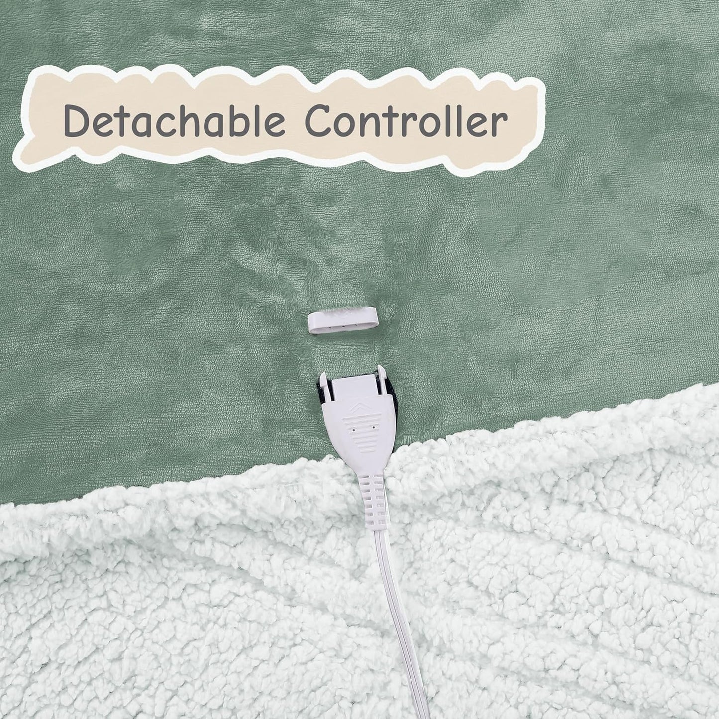 Electric Heated Blanket Twin Size 62"x84", Soft Flannel with Overheat Protection, 6 Adjustable Heat Settings & 10-Hour Auto-Off Timer, Fast Heating for Winter Comfort, Light Green