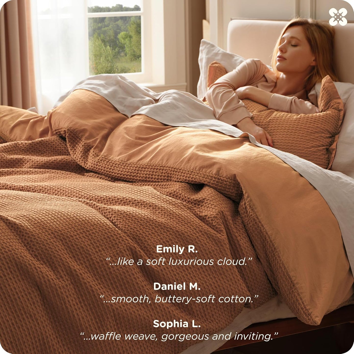 Bedsure Cotton Duvet Cover King - 100% Cotton Waffle Weave Hazel Duvet Cover King Size, GentleSoft™ and Breathable Bedding Set for All Season, 3 Pieces, 104"x90"