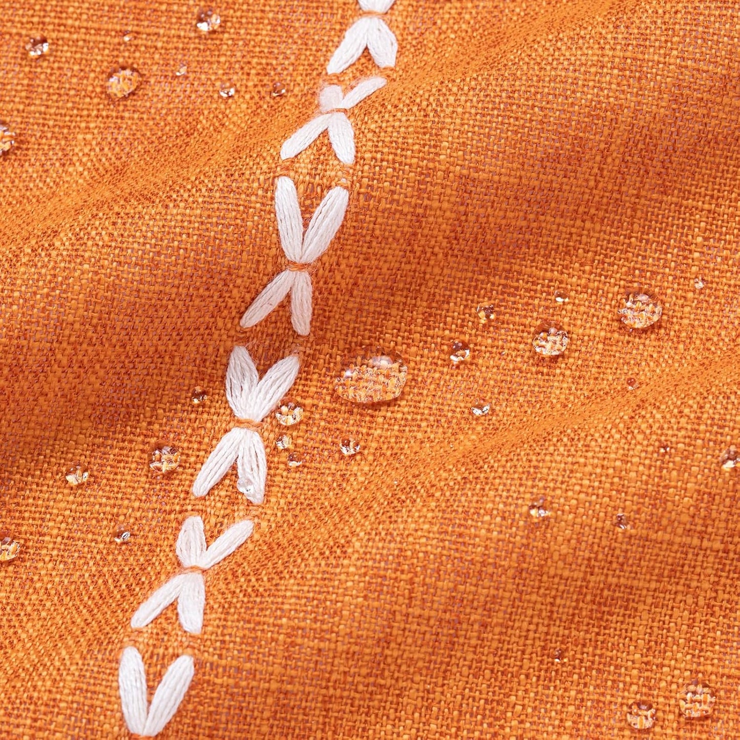 MitoVilla Boho Extra Long Shower Curtain 72 x 96, Orange Modern Farmhouse 96 inch XL Polyester Linen Texture Tassel Fabric Shower Curtain Set with Hooks for Cottagecore Country Bathroom Decor,Orange