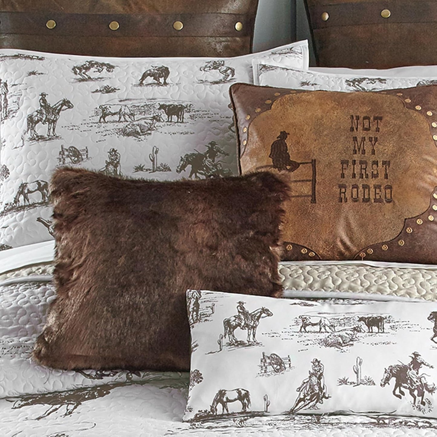 BLACK FOREST DECOR Cowboy Ranch Twin Quilt Set - Lightweight, Western Style Bedding with Cowboys and Horses, Includes Quilt and Sham, Machine Washable