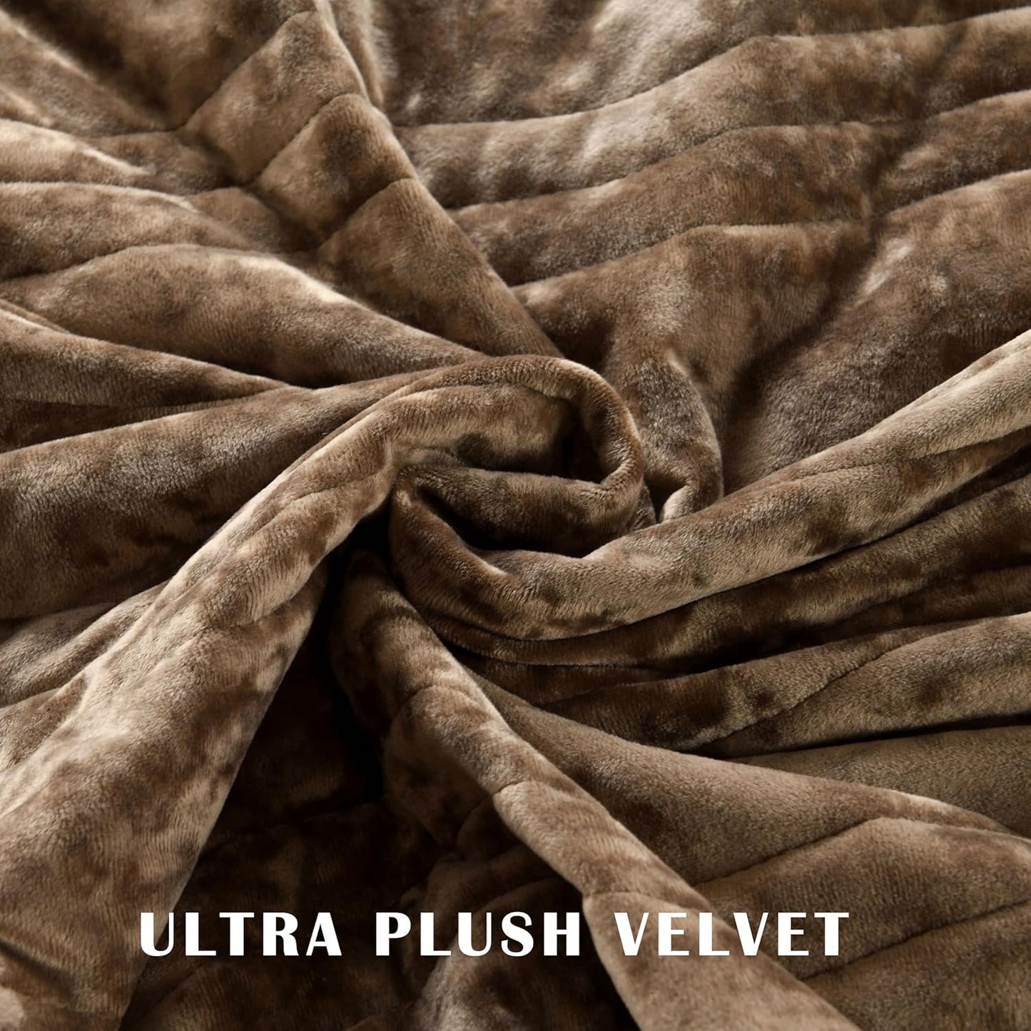 Velvet Quilt Set, Mocha Brown Velvet Quilt Queen Size Comforter Set, Luxury Bedding Soft Plush Bedspread, Machine Washable Coverlet, All-Season 3 Pieces