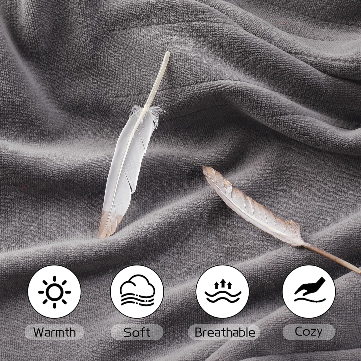 Electric Heated Blanket 72"x84" Full Size, Soft Coral Fleece with 4 Heating Levels and 10 Hours Auto-Off, Machine Washable, Cozy Plush Fabric for Home, Light Gray