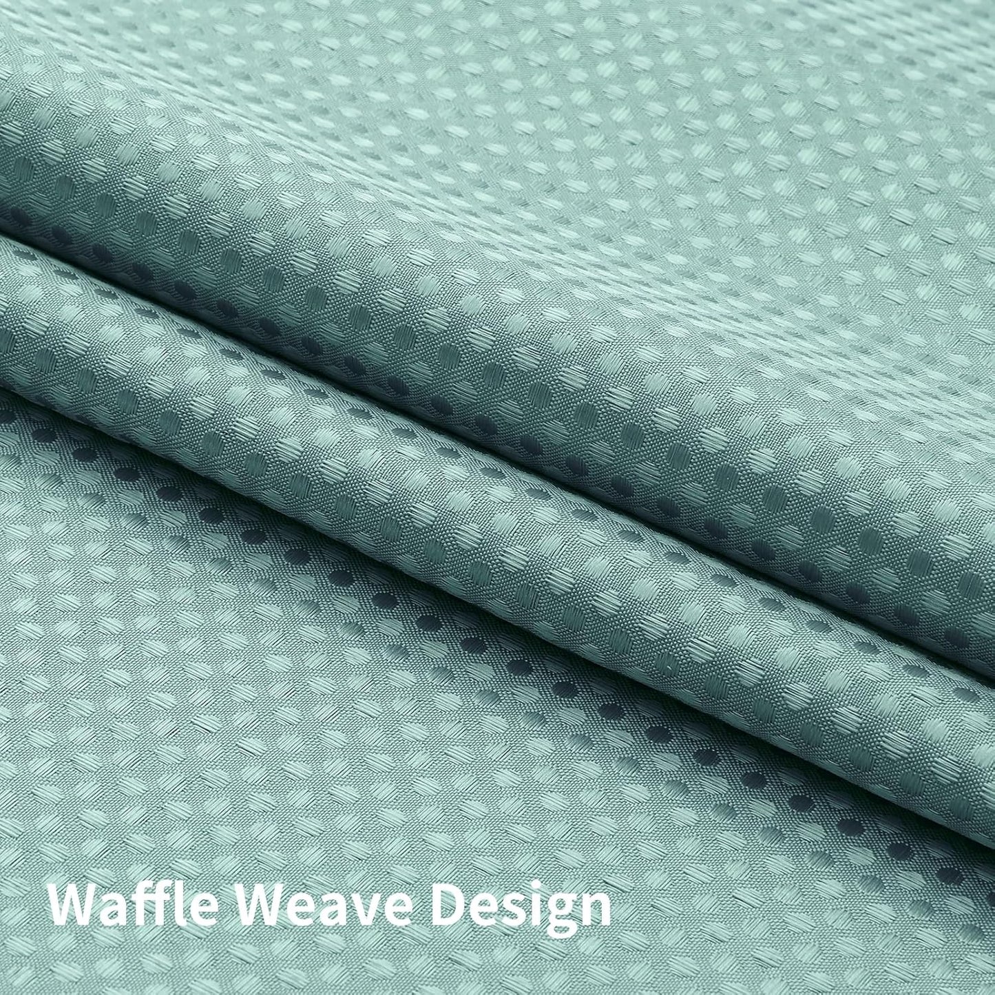 Colorful Star No Hook Shower Curtain with Snap in Fabric Liner, Waffle Weave Heavy Duty Thick Shower Curtains with Mesh Top Window, Hotel Style Waterproof Bathroom Curtain Set, 72 x 75 Inch, Teal