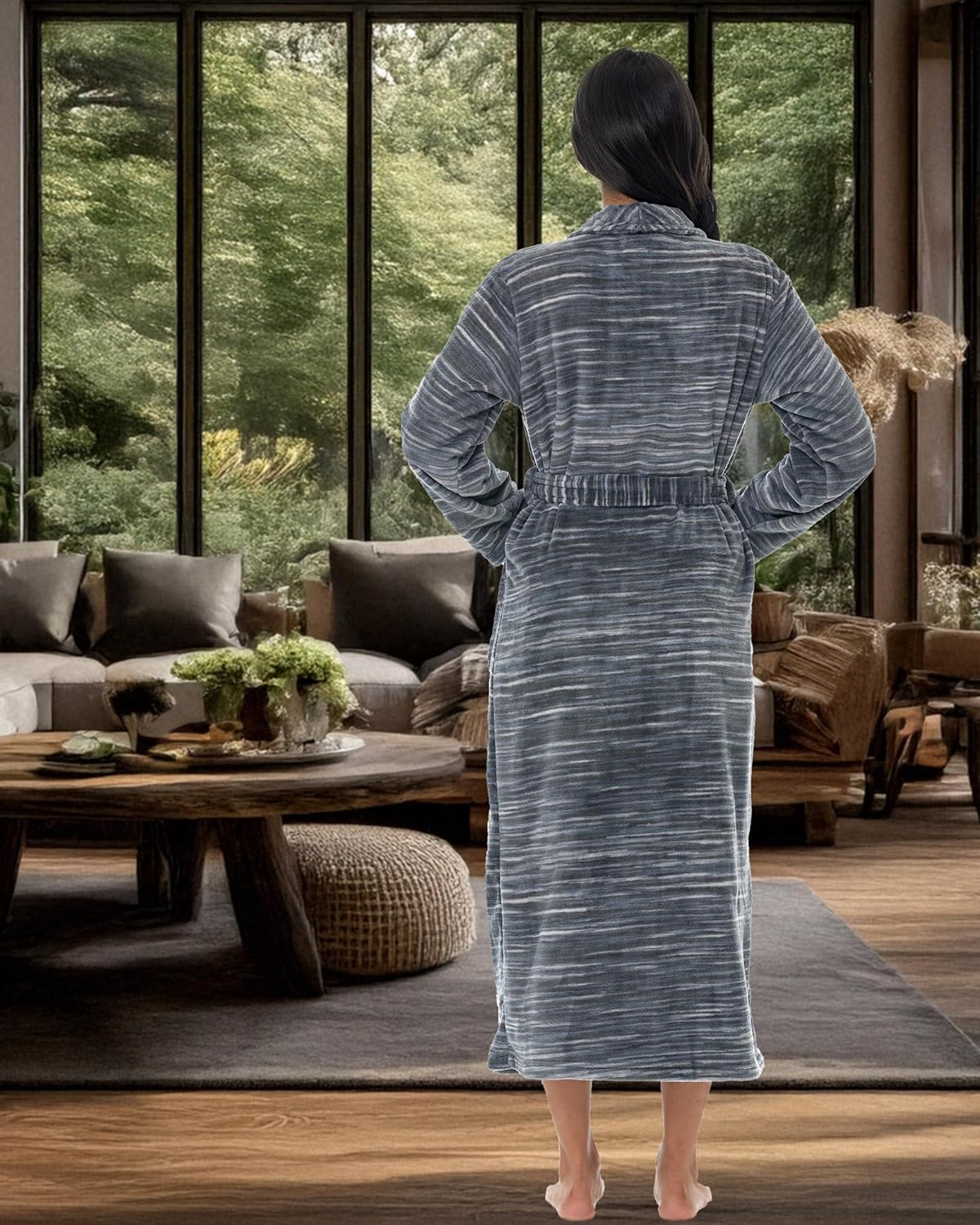 Alexander Del Rossa Plush Robe for Women, Long Fleece Winter Bath Robe, Plus Size