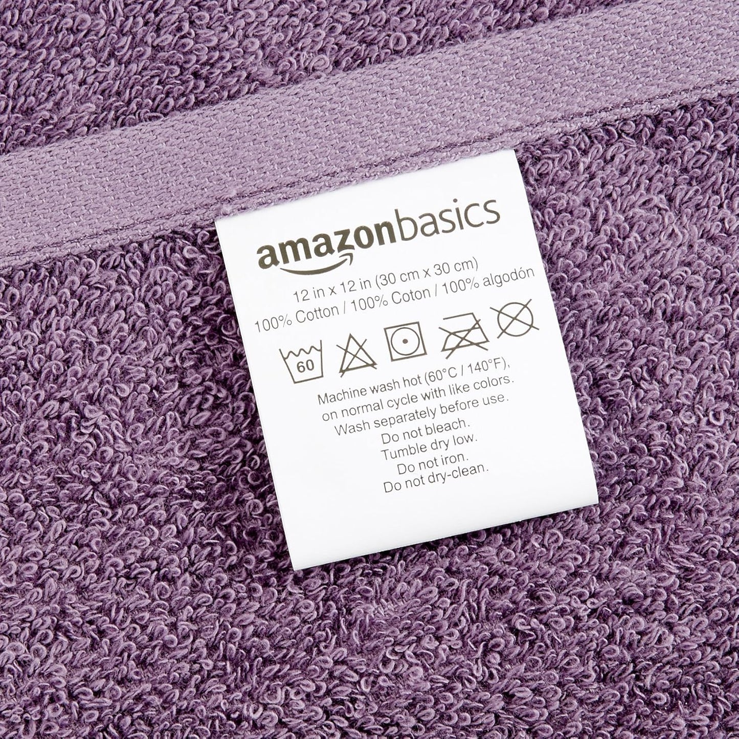 Amazon Basics washcloth for Bathroom, 100% Cotton Extra Absorbent, Fast Drying - Salon Towels, Petal Pink, Lavender, White, 12 x 12 in (Pack of 144)