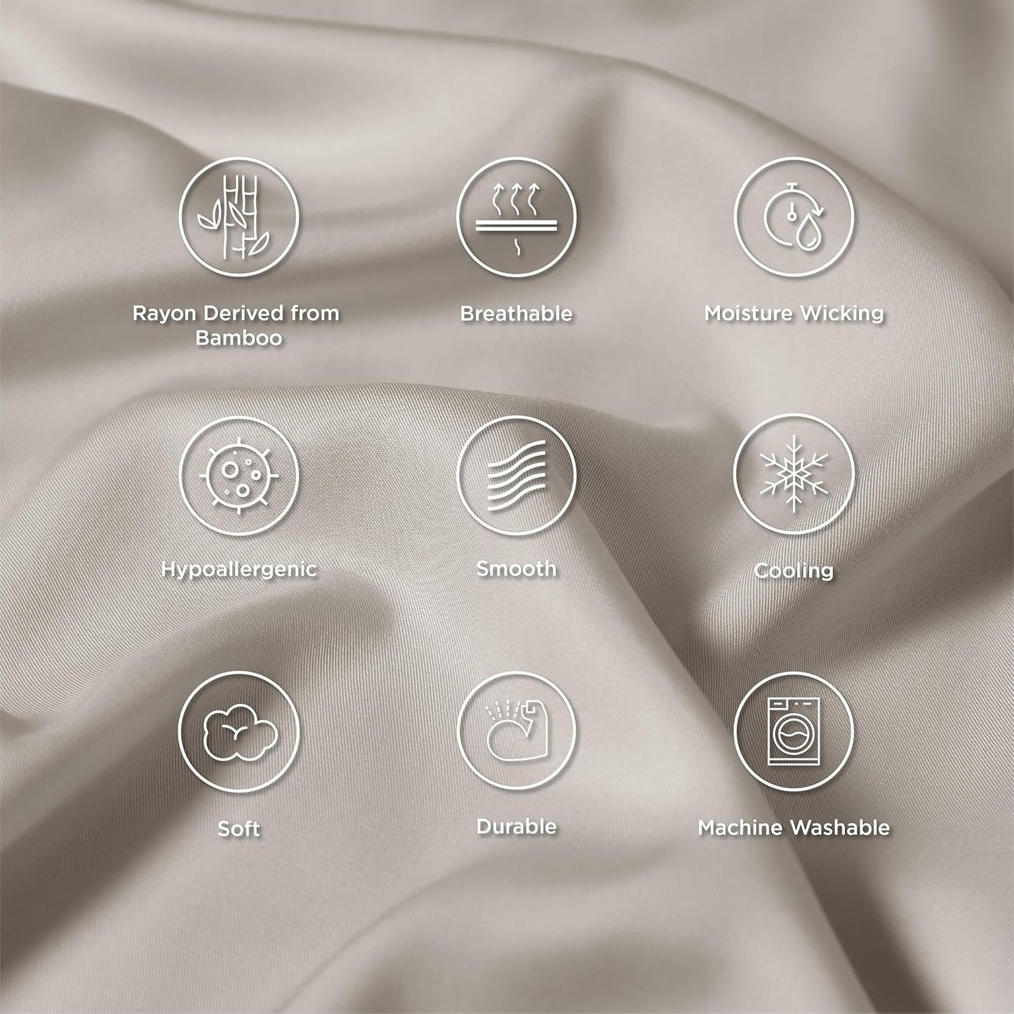Bedsure Cooling Pillow Cases Standard Size, Rayon Derived from Bamboo Standard Pillowcases, Line Pillow Cases Set of 2, Breathable & Soft Bedding Pillow Covers with Envelope Closure, 20x26 Inches