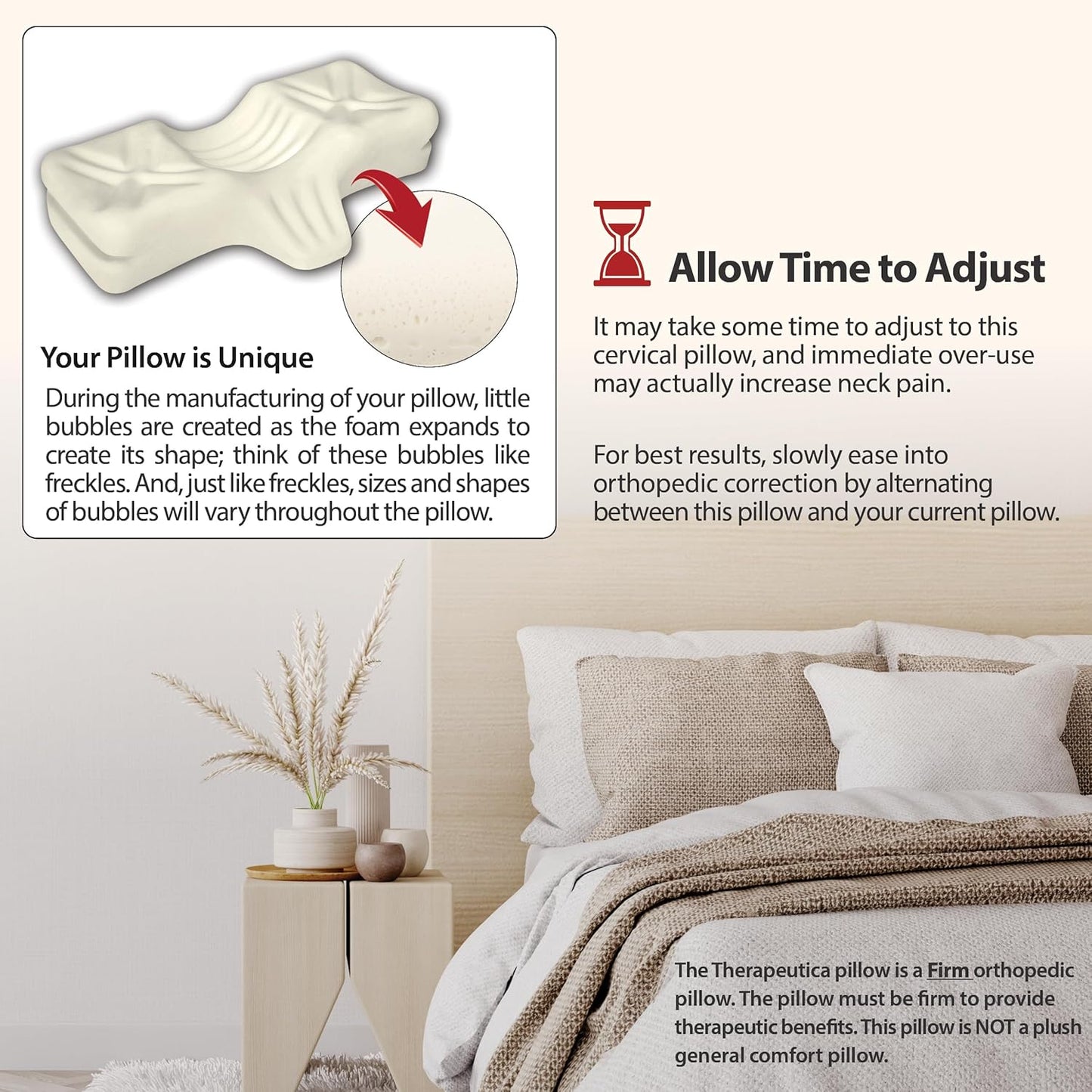 Therapeutica Lite Cervical Orthopedic Foam Sleeping Pillow; Can Help Relieve Neck, Shoulder, and Back Tension; Helps Spinal Alignment; Back and Side Sleeping, Medium Firm - Average