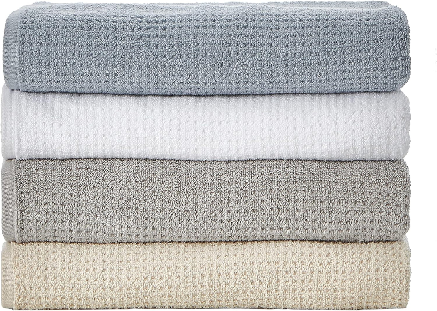 Nautica - Bath Towels, 100% Soft & Absorbent Cotton with Waffle Texture, Highly Absorbent & Quick Dry, Medium Weight Bathroom Towels (Oasis Beige, 8 Piece) (Pack of 6)