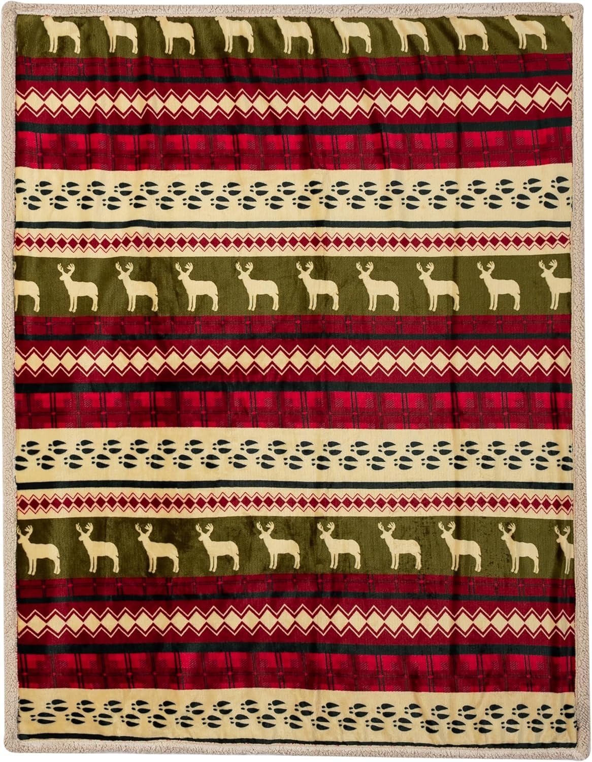 PAVILIA Premium Christmas Blanket Sherpa Fleece Throw| Plush Christmas Decoration, Reindeer, Cozy Reversible Winter Holiday Cabin Blanket for Sofa Couch 50x60