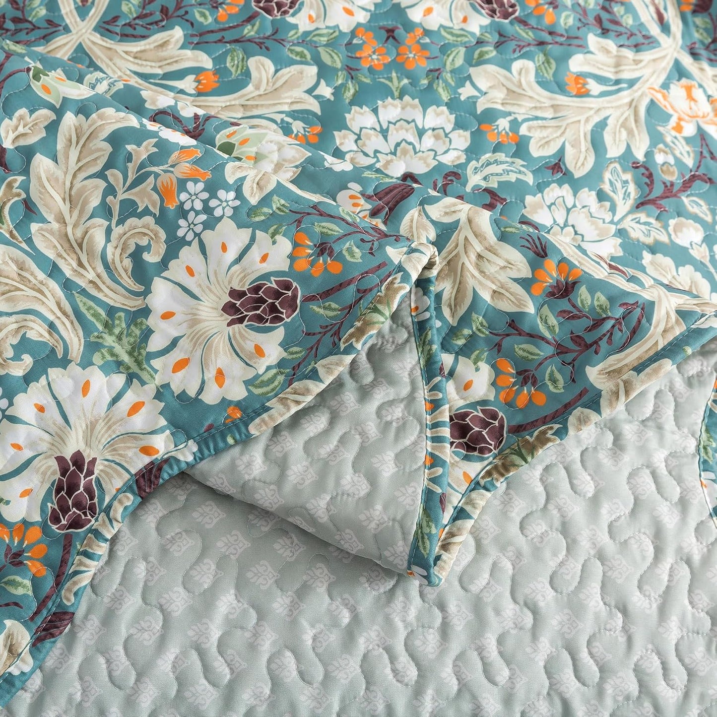 HoneiLife Quilt Sets King Size - Microfiber Bedspreads for King Bed, 3-Piece Lightweight Coverlets, Retro Bed Cover King Quilt Bedding Set All Season Quilts-Grayish Green