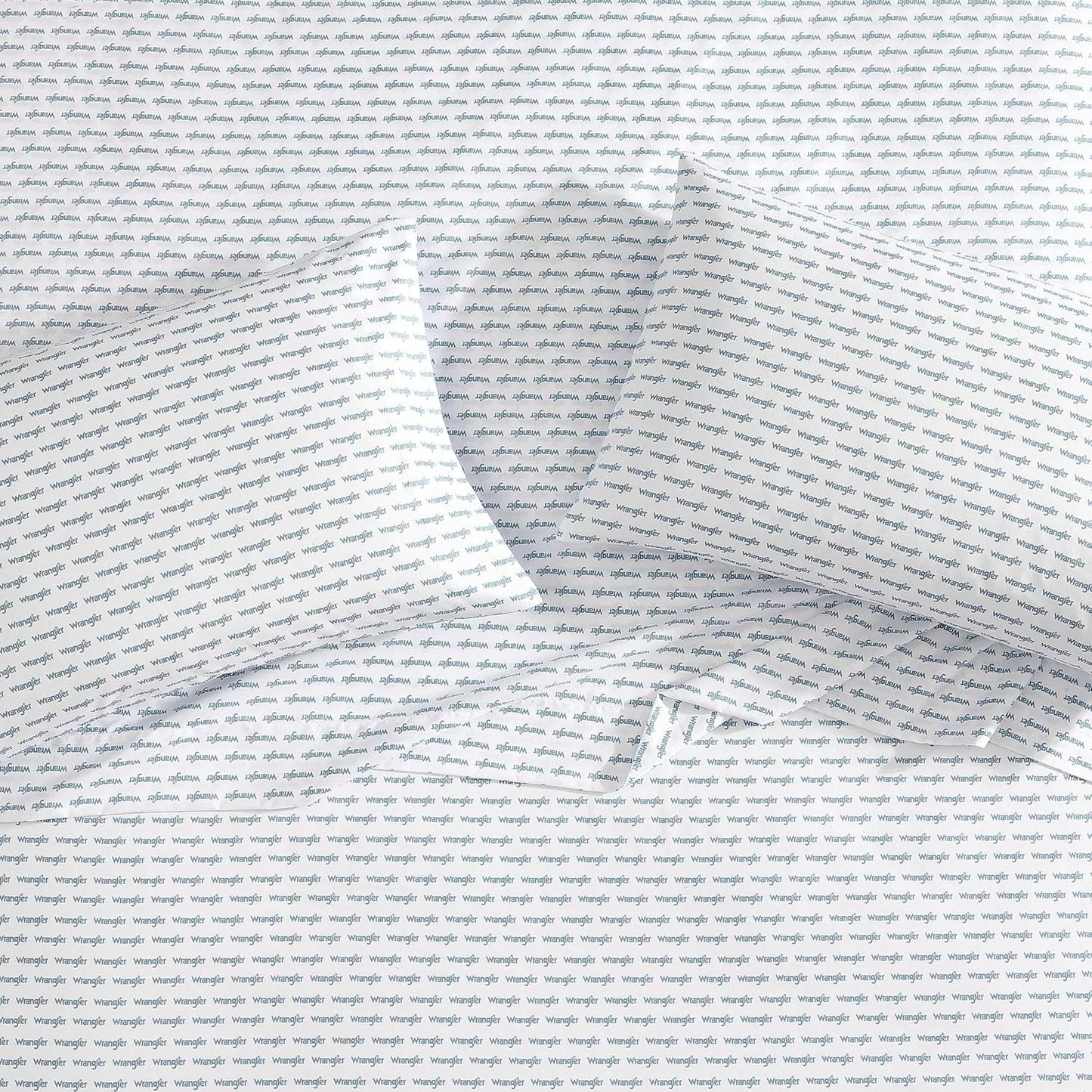 Wrangler - Queen Bed Sheets, Ultra-Soft & Lightweight Bedding with Matching Pillowcases, Lightweight Bed Set for All Season Comfort, Oeko-Tex Certified (Stamped Logo Blue)