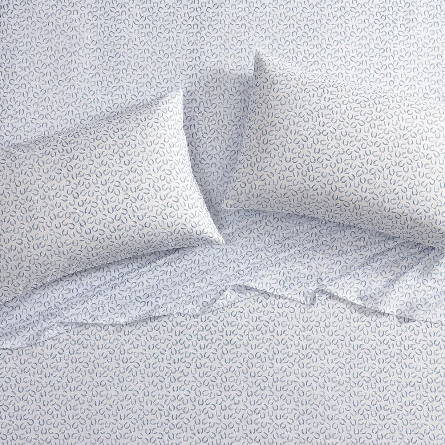 Wrangler - Twin Sheet Set, Super Soft & Cozy Bedding with Matching Sham(s), Casual Luxurious Bedding Set, Yellowstone Inspired, Oeko-Tex Certified (Horseshoe Blue, Twin)