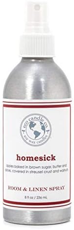 ECO CANDLE CO. Room & Linen Spray, Homesick, 8 oz. - Scents Of Apples, Sugar, Butter, & Spices - Recycled Aluminum Bottle, No Propellents, Pump Top, All Natural Ingredients