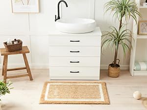 CozeCube Bath mats for Bathroom Non Slip, Fluffy Absorbent Microfiber Bath mat Washable, Aesthetic Bathroom Rugs, Long Beige Bath Runner, Beige, 59" x 24"