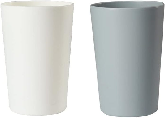 Bathroom Tumbler, Unbreakable Dishwasher, Safe Drink cup, Plastic cup 11 ounces, 2 pieces (white and grey)