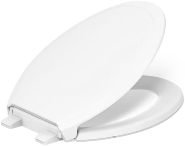 KOHLER 24764-RL-0 Rutledge Nightlight ReadyLatch Slow Close Toilet Seat, Elongated, Quiet-Close Lid and Seat, Grip-Tight Bumpers, White