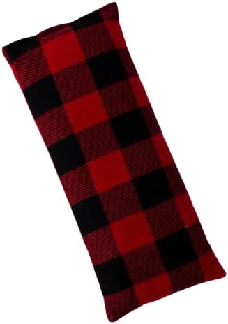 4" x 9" Microwavable Heating Pad/Ice Pack for Pain Relief and Relaxation - Natural Flax Seed Filling - Unscented and Herbal Scented Options (Black and Red Plaid, Lavender-Chamomile)