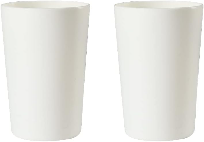 Bathroom Tumbler, Unbreakable Dishwasher, Safe Drink cup, Plastic cup 11 ounces, 2 pieces (white and white)