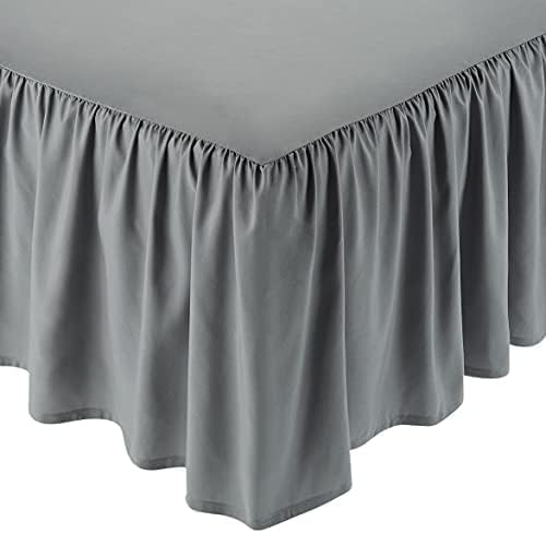 Amazon Basics Lightweight Ruffled Bed Skirt, Classic Style, Soft and Stylish 100% Microfiber with 16" Drop, Queen, Dark Grey, Solid (Pack of 8)