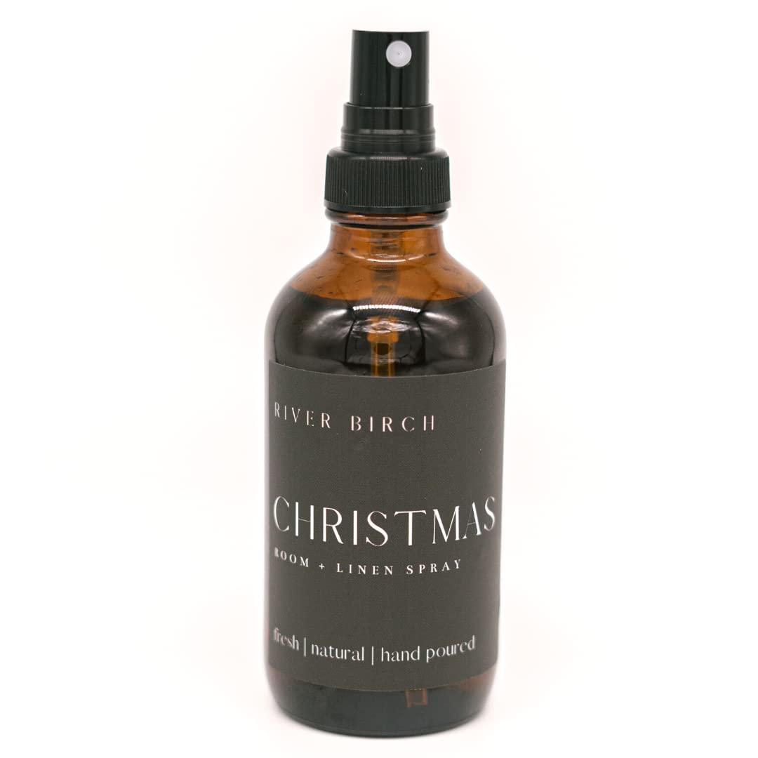 River Birch Christmas Scented Linen and Room Spray | Home Fragrance | 4 oz Glass Amber Bottle | Luxury Signature Scent | Handmade in Texas