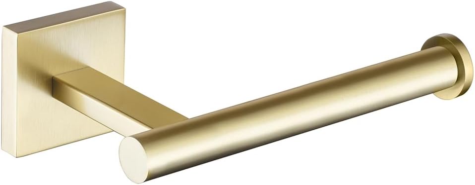 Luxury Brushed Gold Toilet Paper Holder Wall Mounted Bathroom Toilet Paper Roll Holder Toilet Tissue Holder Warm Elegant Finish 304 Stainless Steel Tissue Roll Holder for Bathroom Washroom Kitchen