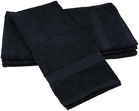 Towel Supercenter 16X27 Cotton Hand Towels (24Pack) for Salons, Golf Courses (Black)