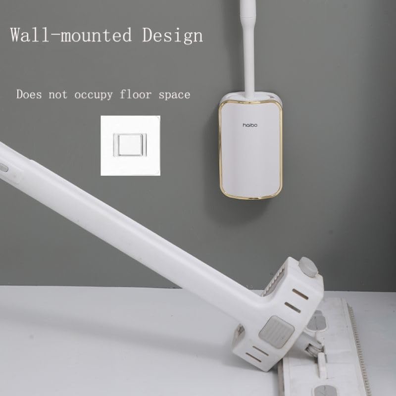 Wall Mounted Toilet Brush and Brush Holder, Curved Design Modern Toilet Cleaning Brush with Durable Bristles for Bathroom Cleaning, Black