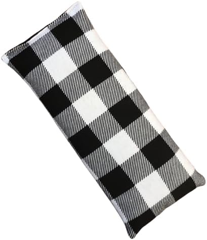 4" x 9" Microwavable Heating Pad/Ice Pack for Pain Relief and Relaxation - Natural Flax Seed Filling - Unscented and Herbal Scented Options (Black and White Plaid, Lavender-Peppermint)