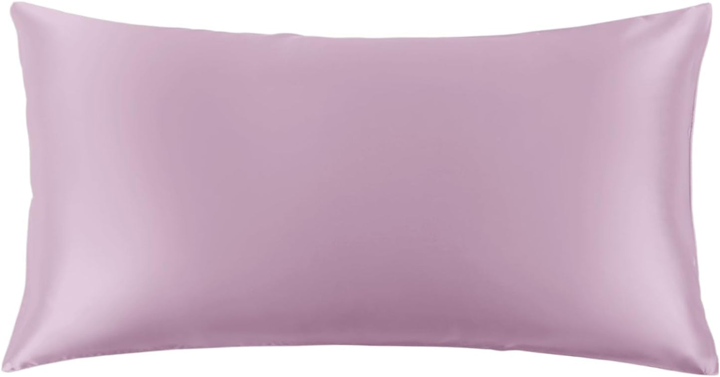 THXSILK 100% Mulberry Silk Pillowcase for Hair and Skin, 22 Momme Grade 6A+ Mulberry Silk Pillow Case, Natural Silk Pillow Case Cover with Zipper, 1pc(California King Size 20"x40", Light Purple)