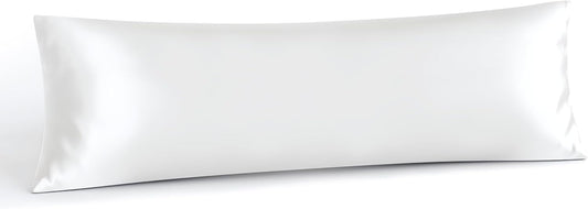 INFIIXSO Body Pillow Cover with Zipper, Luxury Mulberry Silk Body Pillow Case 20x54 Inches, Ultra Smooth and Soft Cooling Long Pillowcase, Gift for Women, Men(White)