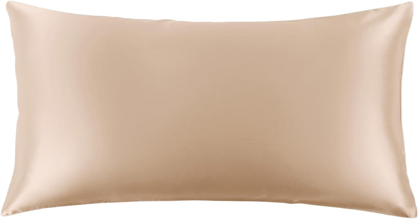THXSILK 100% Mulberry Silk Pillowcase for Hair and Skin, 22 Momme Grade 6A+ Mulberry Silk Pillow Case, Natural Silk Pillow Case Cover with Zipper, 1pc(California King Size 20"x40", Beige)