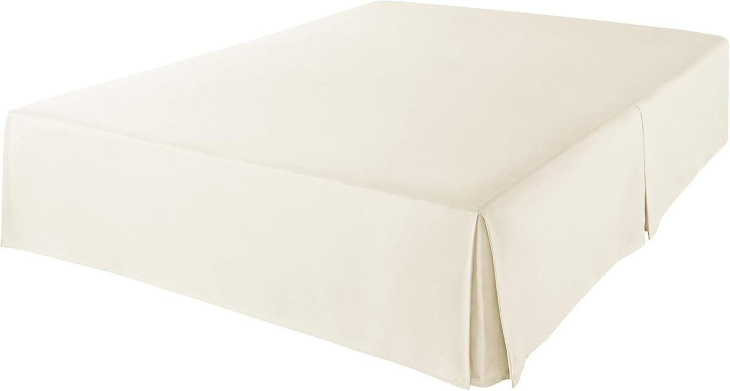 Amazon Basics Lightweight Pleated Bed Skirt, Queen, Beige, Solid