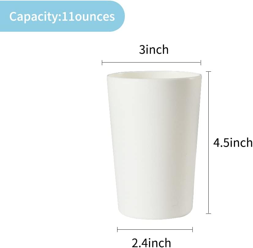 Bathroom Tumbler, Unbreakable Dishwasher, Safe Drink cup, Plastic cup 11 ounces, 2 pieces (white and grey)