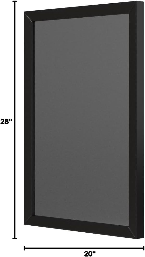 Amazon Basics Rectangular Wall Mount Mirror, Standard Trim, Black, 20" x 28"