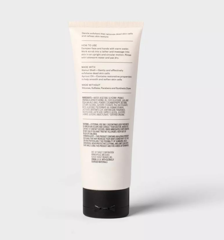 Goodfellow & Co Face Scrub with Lactic Acid & Apricot Oil 4 fl oz – Gentle Daily Face Exfoliator for Smooth Skin, Mint & Cedar Scent (Bundle of 2)