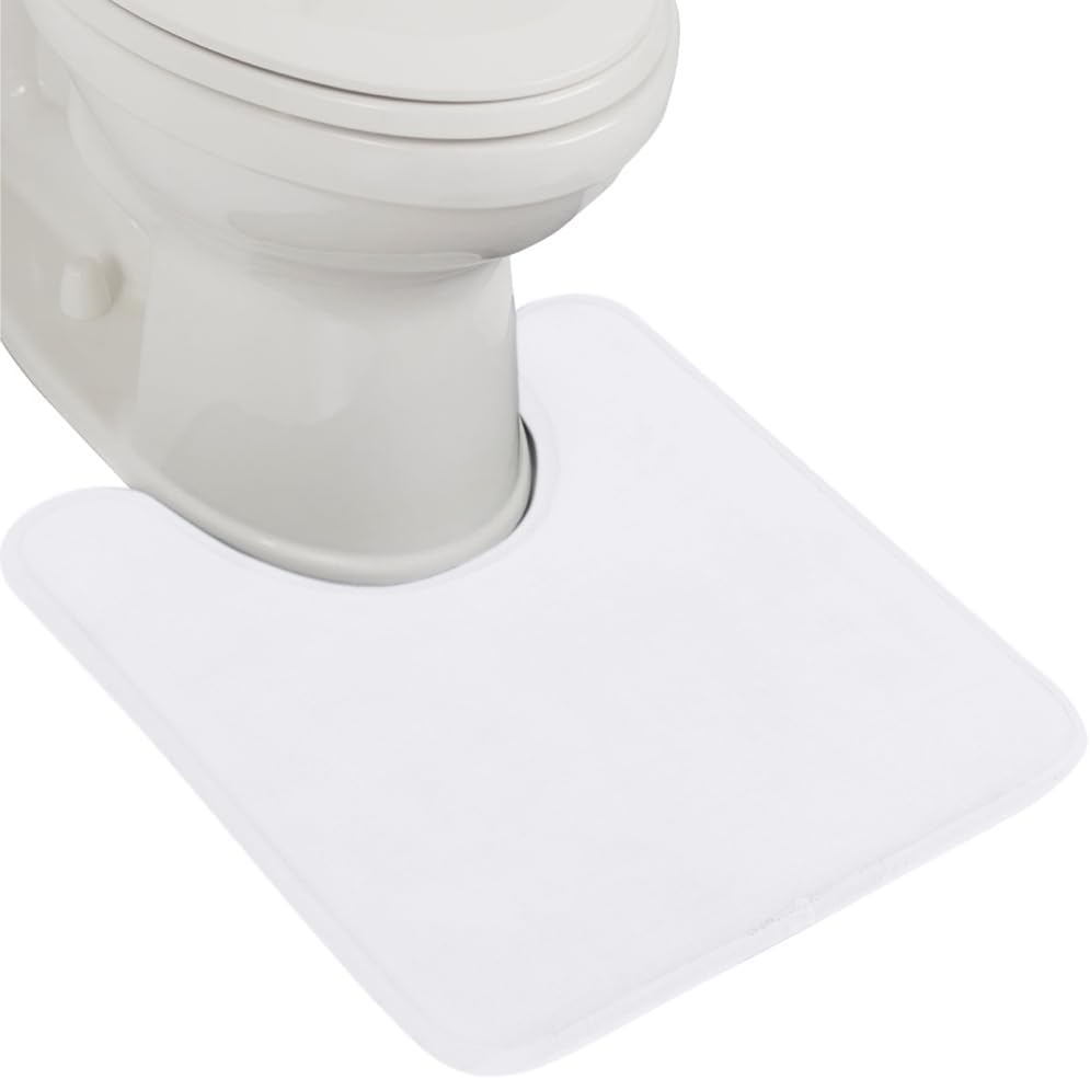 GORILLA GRIP Thick Memory Foam Toilet Rug for Bathroom, U Shaped Washable, Soft Absorbent Velvet Topside Floor Mats, Machine Wash, Cushioned Luxury Rugs for Bath Room, 22.5 x 19.5, White