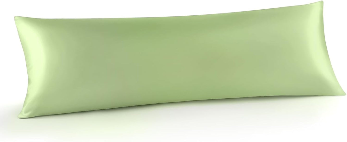 INFIIXSO Body Pillow Cover with Zipper, Luxury Mulberry Silk Body Pillow Case 20x54 Inches, Ultra Smooth and Soft Cooling Long Pillowcase, Gift for Women, Men(Sage Green)