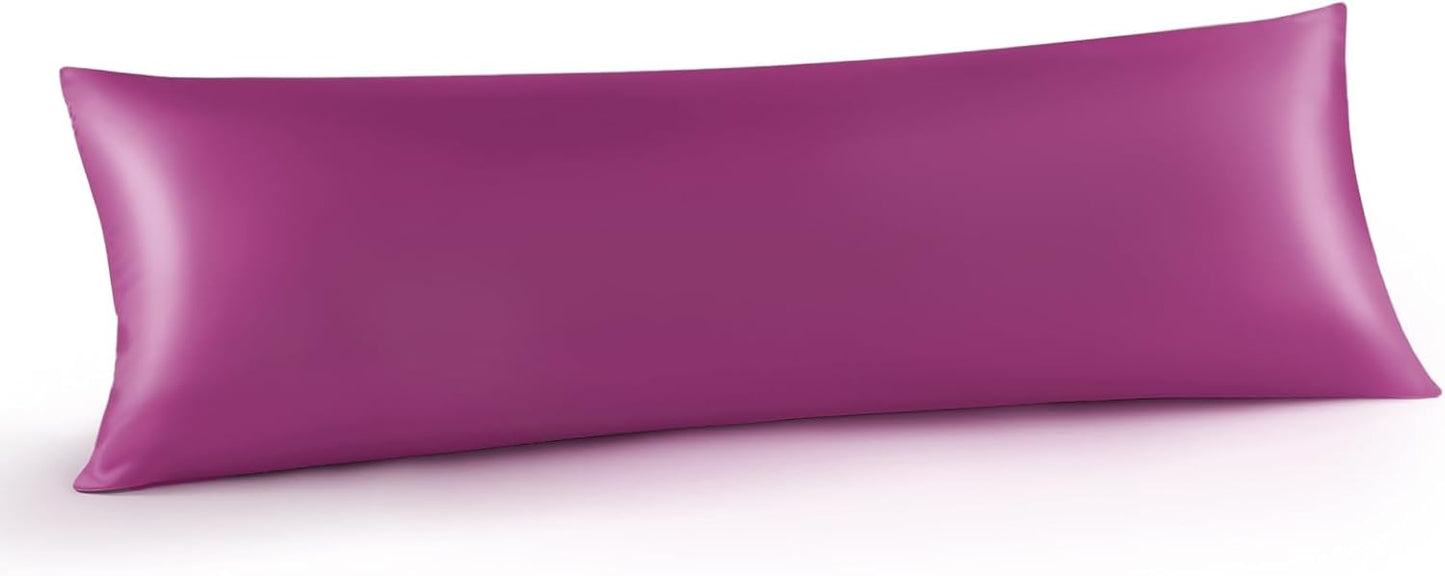 INFIIXSO Body Pillow Cover with Zipper, Luxury Mulberry Silk Body Pillow Case 20x54 Inches, Ultra Smooth and Soft Cooling Long Pillowcase, Gift for Women, Men(Purple)